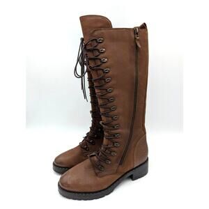 Vintage Foundry Co Henrietta Tall Boots Lace-Up Women's Tan Size US9 EU40